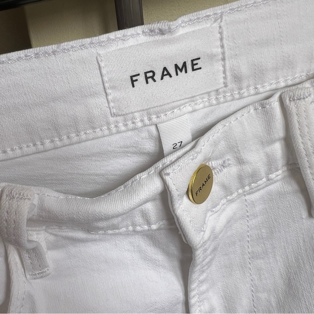 FRAME Le High Straight Jeans in Blanc White Size 27 or 4 - Picture 5 of 6